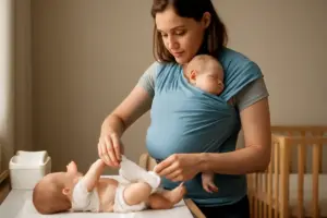 Gestione del babywearing durante i cambi pannolino: il trucco pratico per non interrompere il contatto