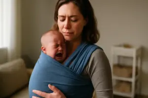 Posso usare il babywearing durante coliche o reflusso? La tecnica utile per alleviare i sintomi