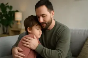 Portare il bambino nei momenti di crisi emotiva: la strategia che calma davvero anche nei giorni difficili