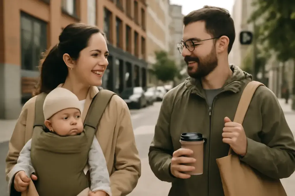Genitori e babywearing in città: come semplificare spostamenti e commissioni quotidiane