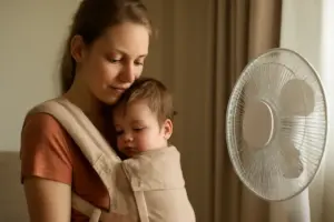 Bambino suda molto in fascia? Soluzioni per regolare il microclima senza rinunciare al contatto