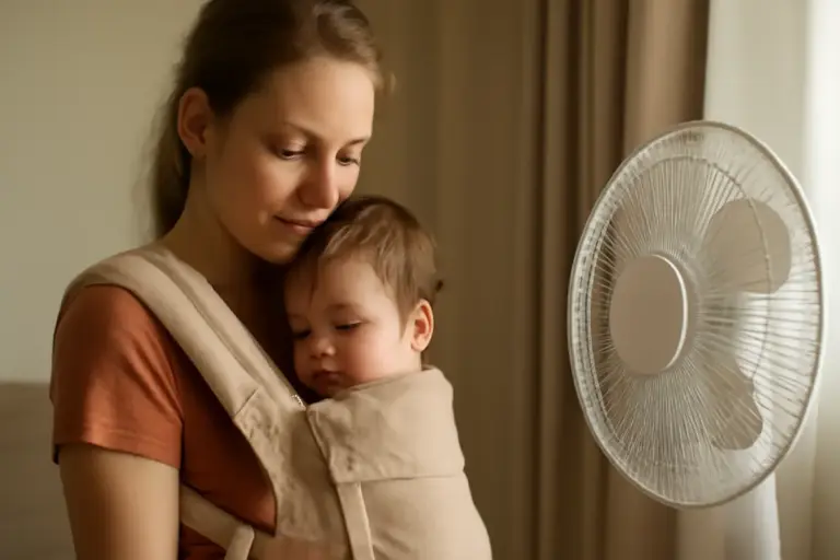 Bambino suda molto in fascia? Soluzioni per regolare il microclima senza rinunciare al contatto